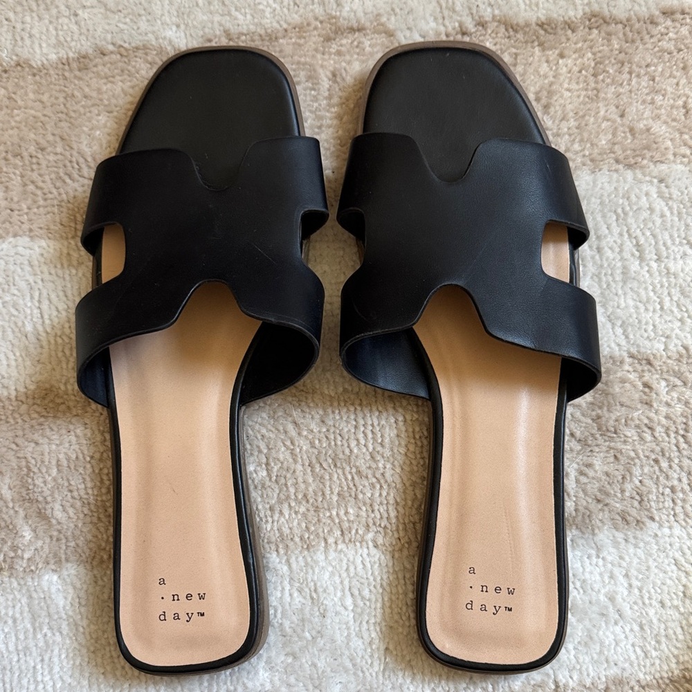 A New Day Women's Black Slide Sandals